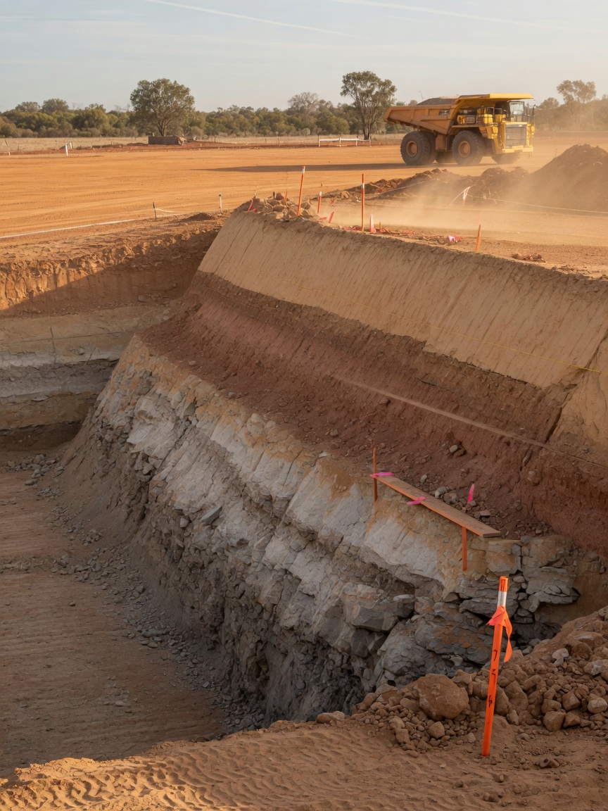 Earthworks cut and ground conditions on a civil site